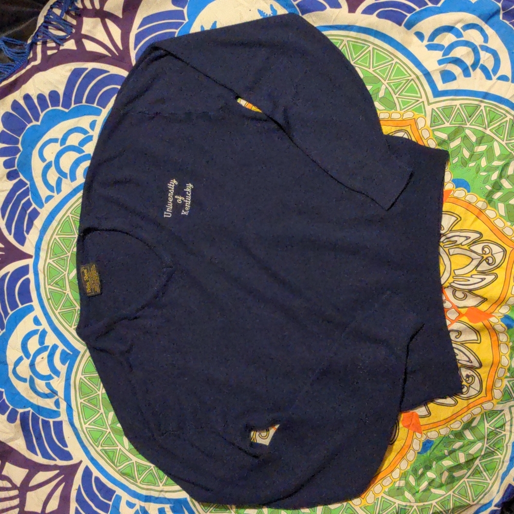 Velva Sheen | Vintage Navy University of Kentucky V-Neck Sweater